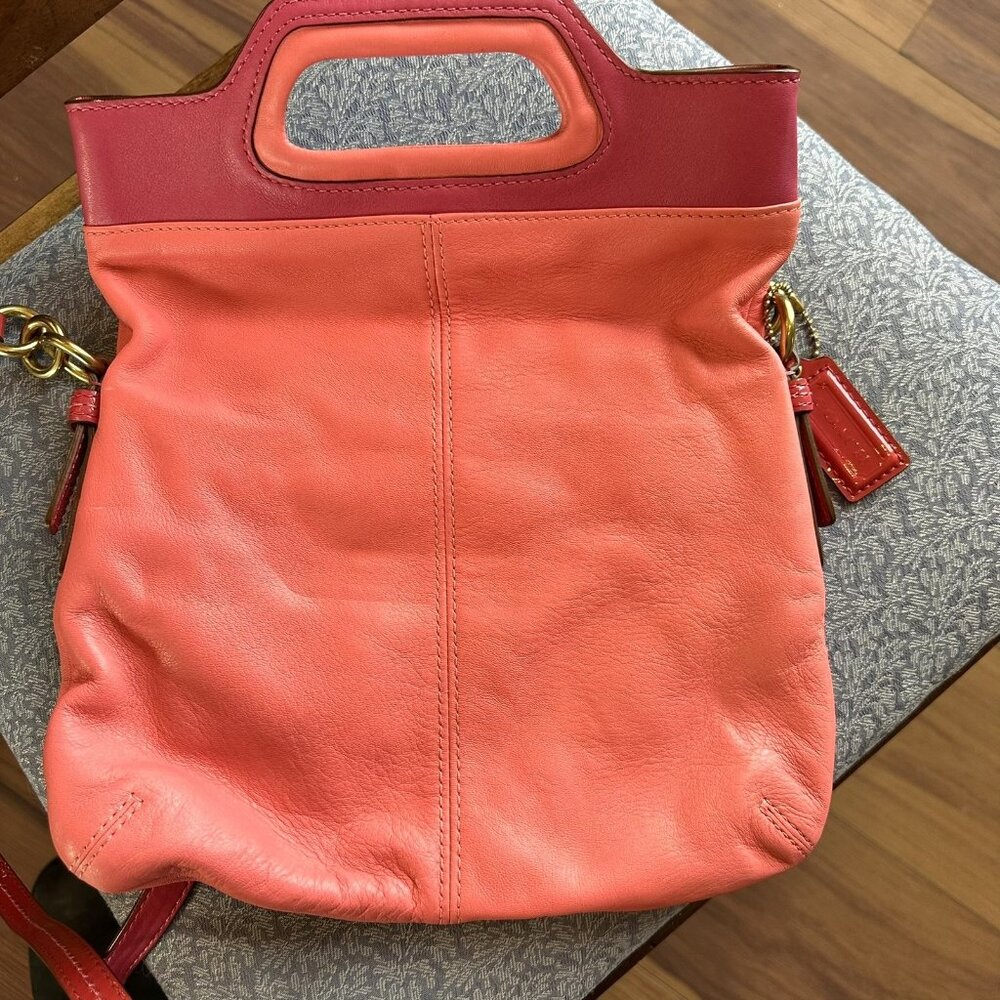 COACH 13388 Bonnie Leather Foldover Crossbody Purse in Pink‎ Adjustable Strap - Picture 4 of 7